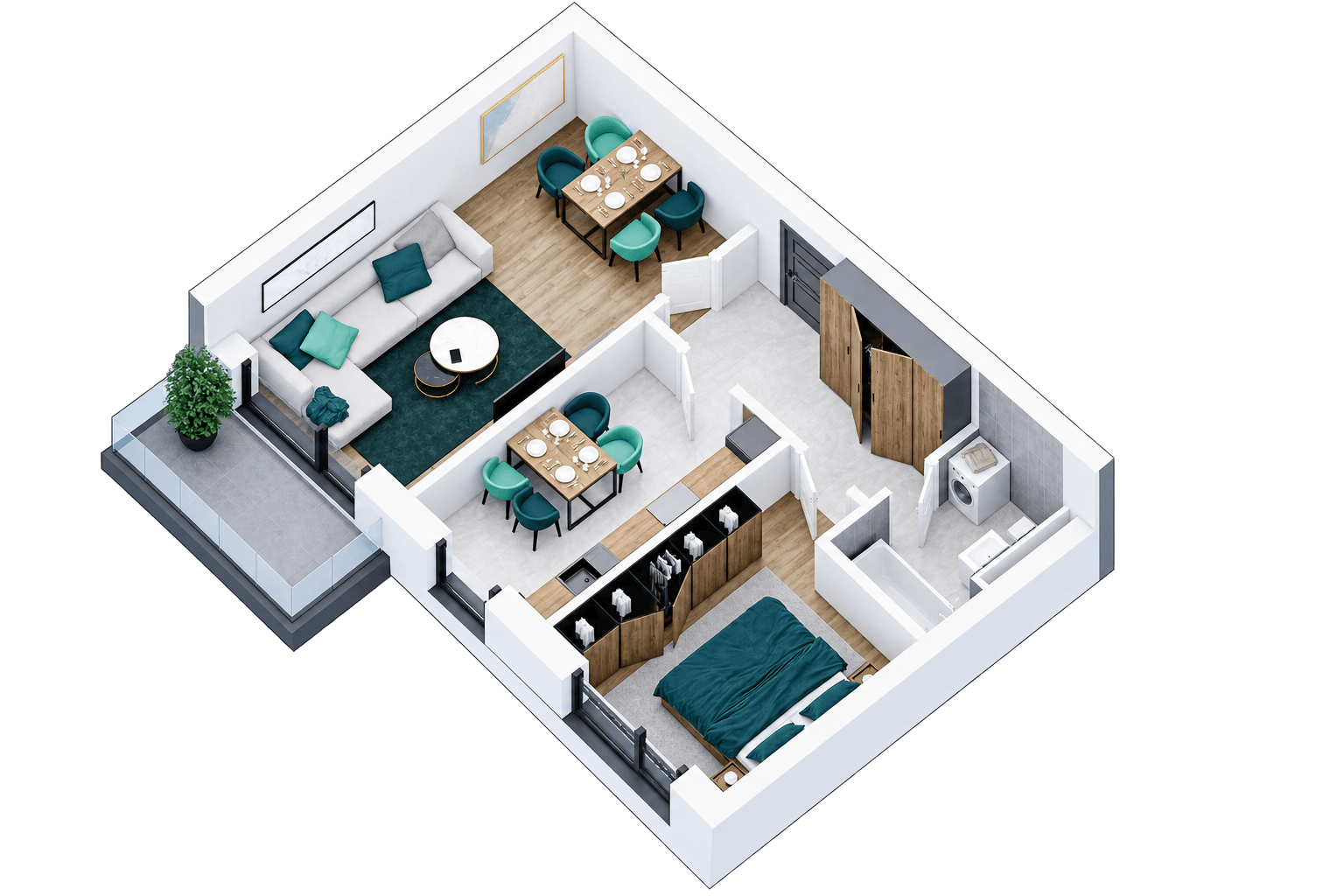 Randare 3D — Apartament 2 camere